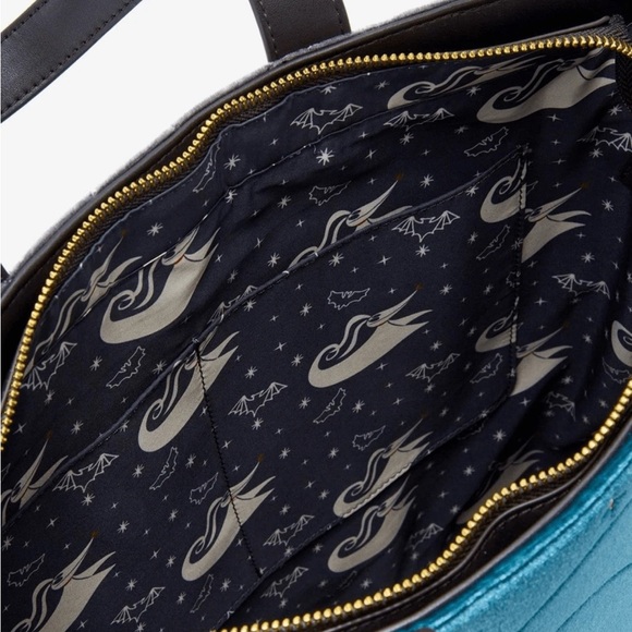 NWT Loungefly Disney The Nightmare‎ Before Christmas Jack & Sally Velvet Tote - Picture 7 of 10